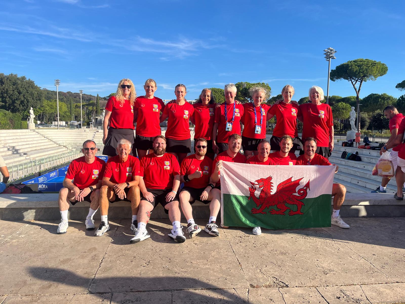 Wales pickleball team at the 2025 European Pickleball Championships in Rome