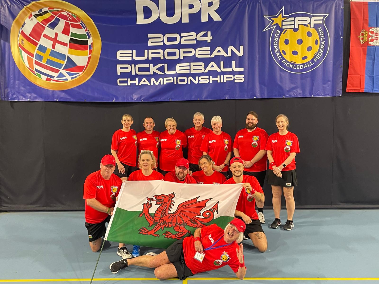 Wales pickleball team at the 2024 European Pickleball Championships